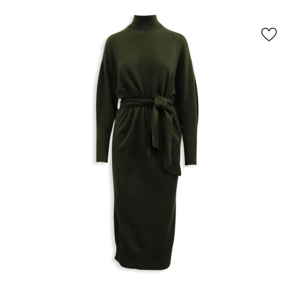 Zimmermann Espionage Belted Sweater Dress In Olive Wool